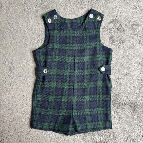 Imp Originals Inc Vintage Baby Romper Green Tartan Plaid Size 2 Toddler Holiday - Picture 1 of 6